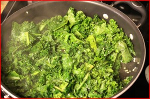 sautéing the kale