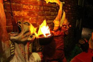 Nighttime, the bbq is lit!