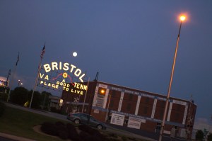 The moon over the Tennessee side of Bristol shot from the Virginia side