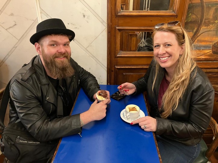 Us enjoying gelato at Vivoli in Florence, Italy