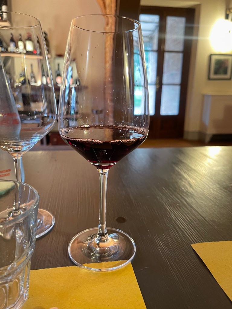 Wine from our wine tasting at Podera la Rocca Agriturismo in Montepulciano, Italy