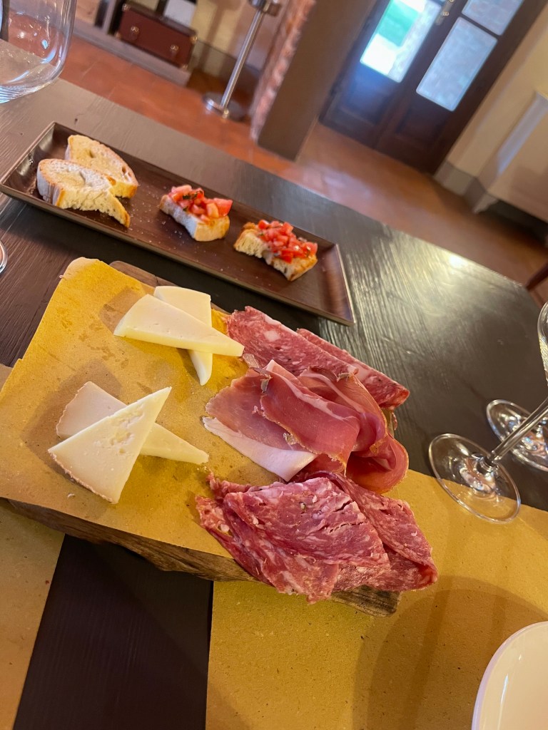 Charcuterie paired with our wine tasting at Podera la Rocca Agriturismo in Montepulciano, Italy 
