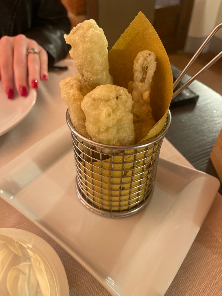Tempura-fried artichokes at Podera la Rocca Agriturismo in Montepulciano, Italy