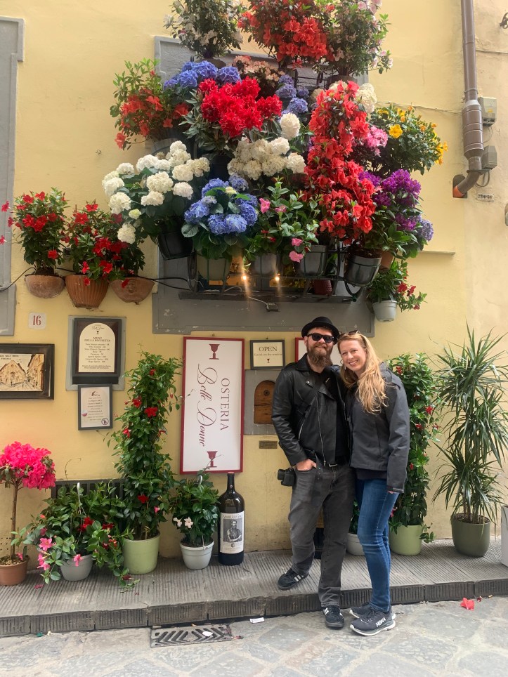 By the wine window at Osteria Belle Donne in Florence, Italy