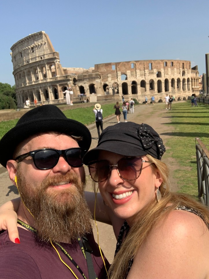 Katie and I: tourists at the Roman Colosseum.