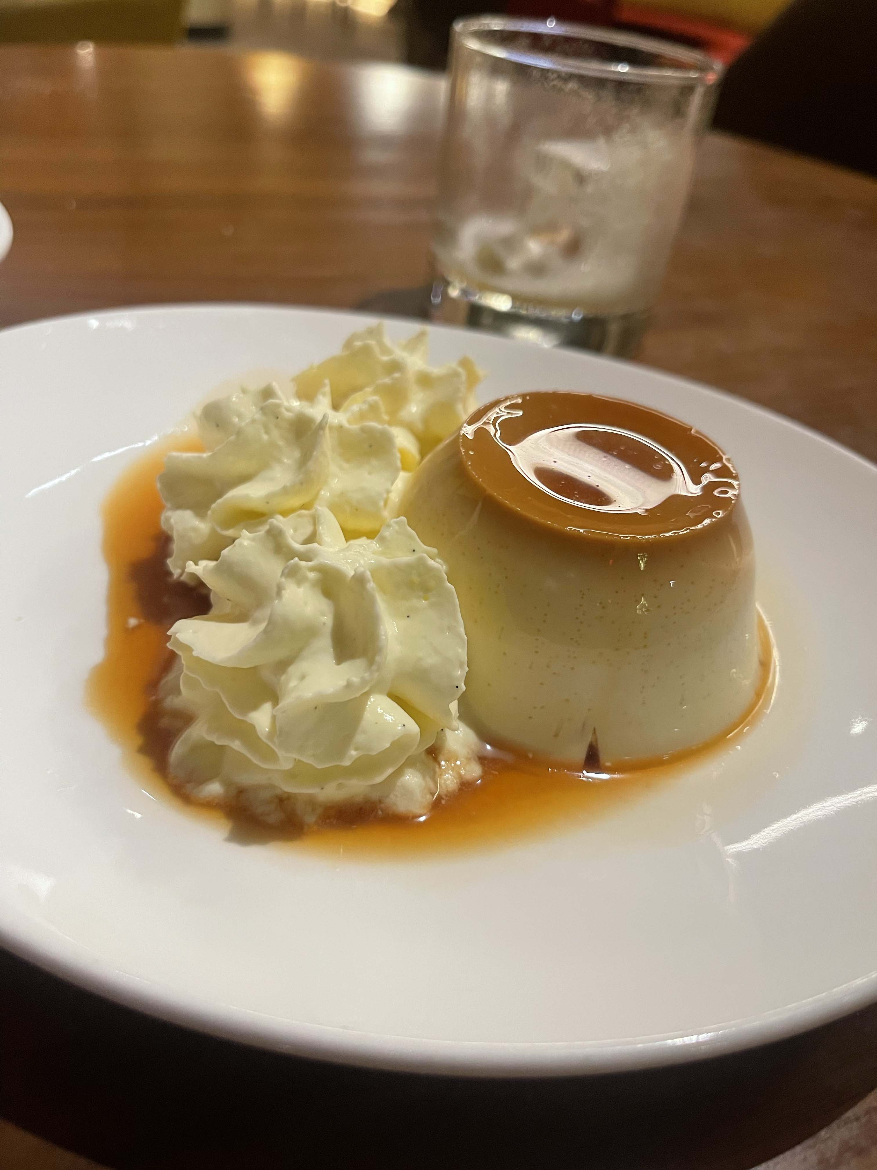 Flan al Estilo Tradicional de Mama Marisa con Espuma de Crema Catalana at Jaleo in Disney Springs