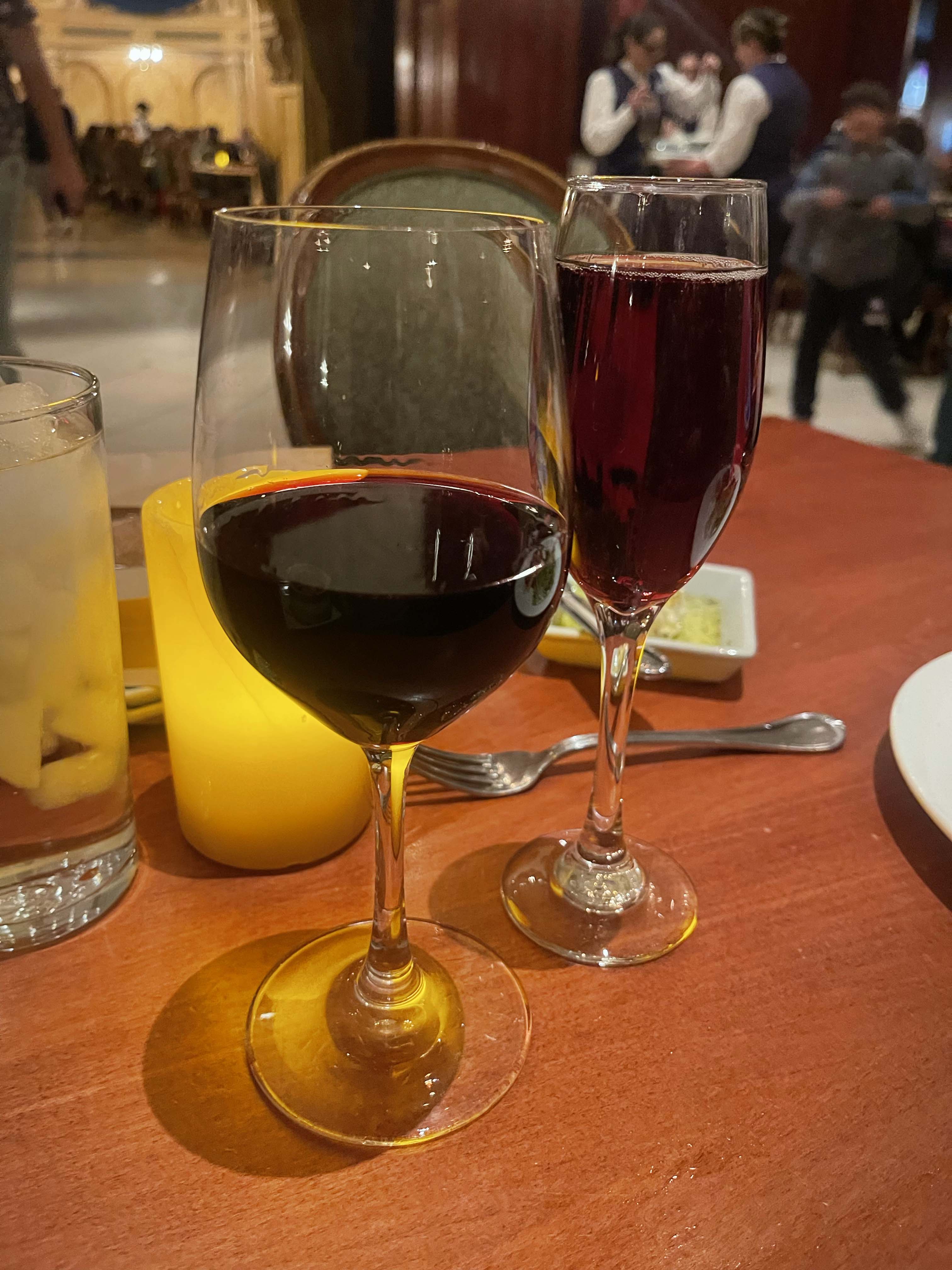 Red wines at Be Our Guest Restaurant in Disney's Magic Kingdom