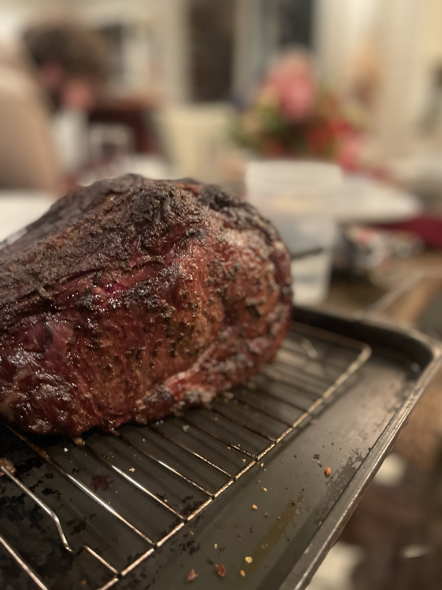 Prime Rib roast fresh off the smoker (pre-sear)