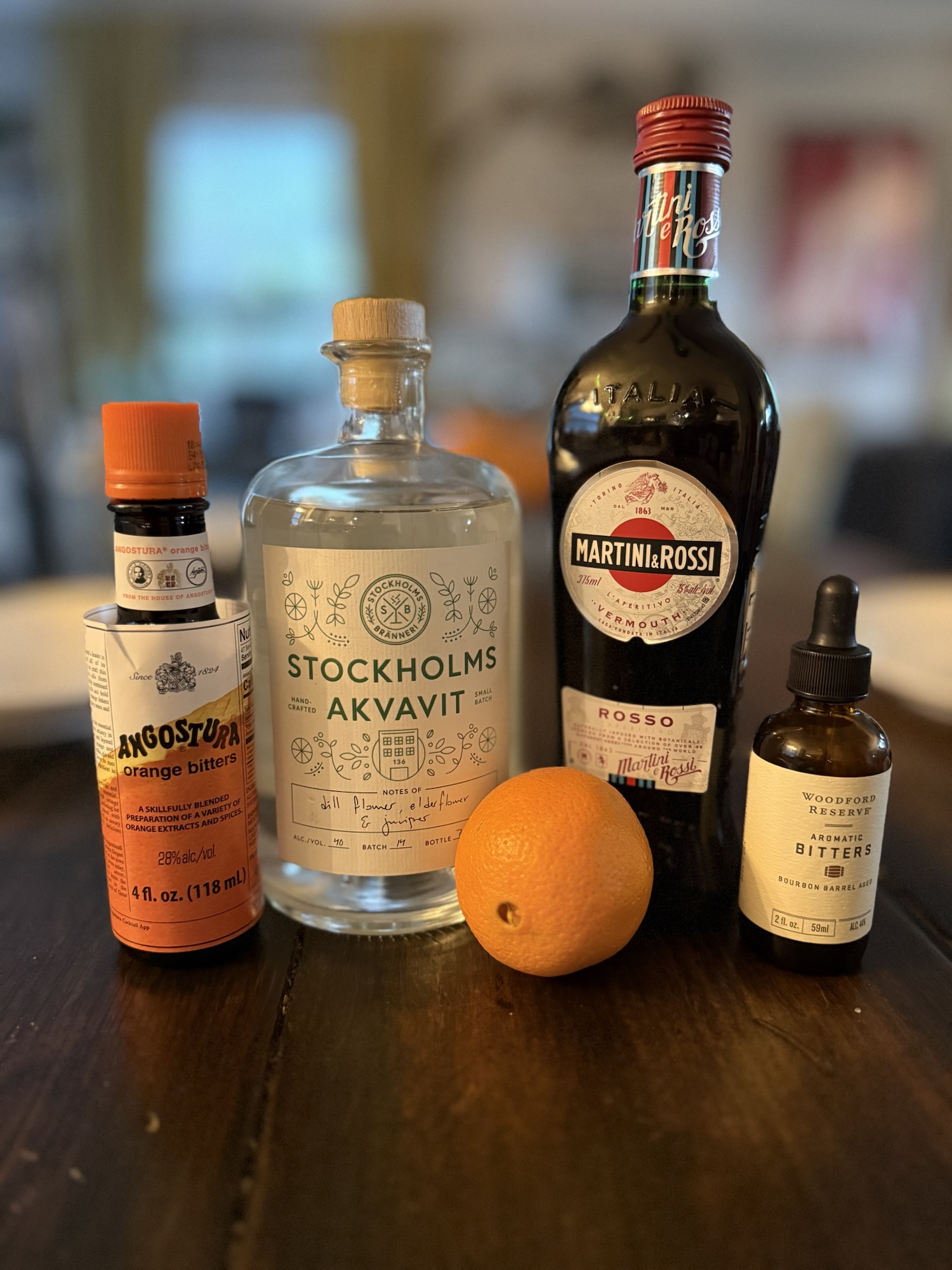 Ingredients for the Oslo cocktail