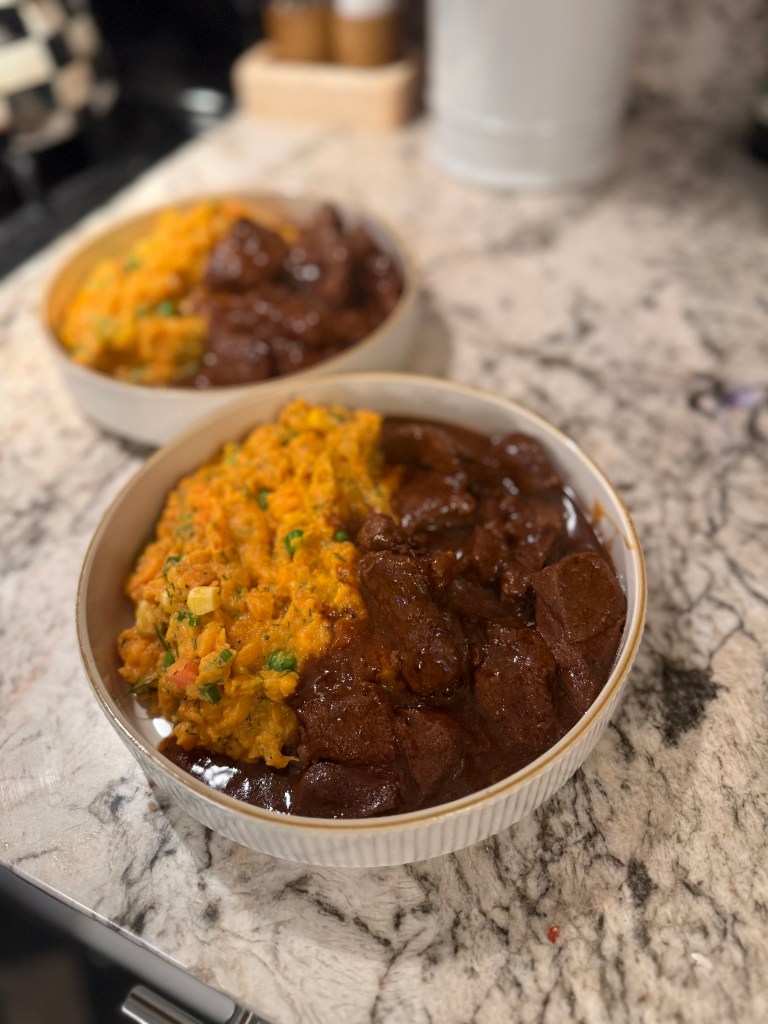 Sosekjøtt with Spring Mashed Sweet Potatoes